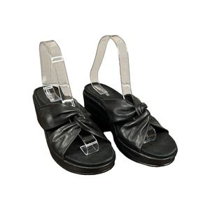 Donald J Pliner Sportique Womens Sz 8 Daisy Mid Wedge Sandal Slide Black Leather